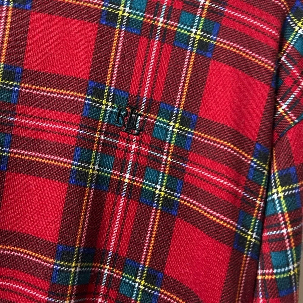 LAUREN Ralph Lauren Red Tartan Plaid Long Sleeve Pajama shirt